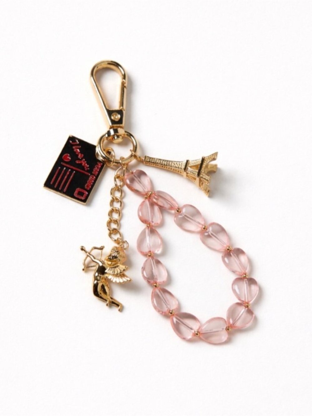 New! Paris France Gold City of Love Bag Charm Key Chain